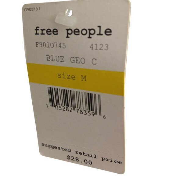 Free People M Medium Bra Top Blue Geo C Strapless Bandeau Womens Clothing NEW - Picture 8 of 8